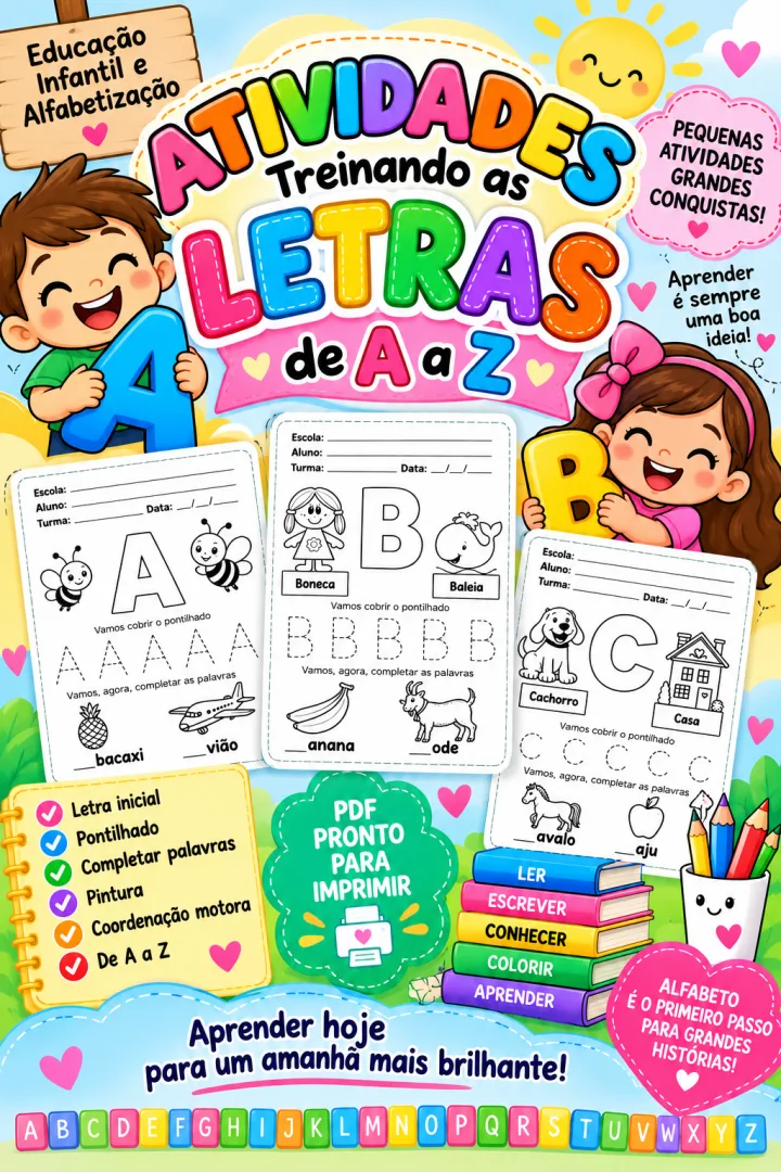 Atividades de a a Z - Alfabetização - PDF com 24 Páginas — imagem 3