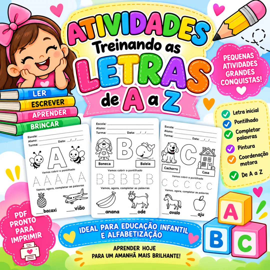 Atividades de a a Z - Alfabetização - PDF com 24 Páginas — imagem 4