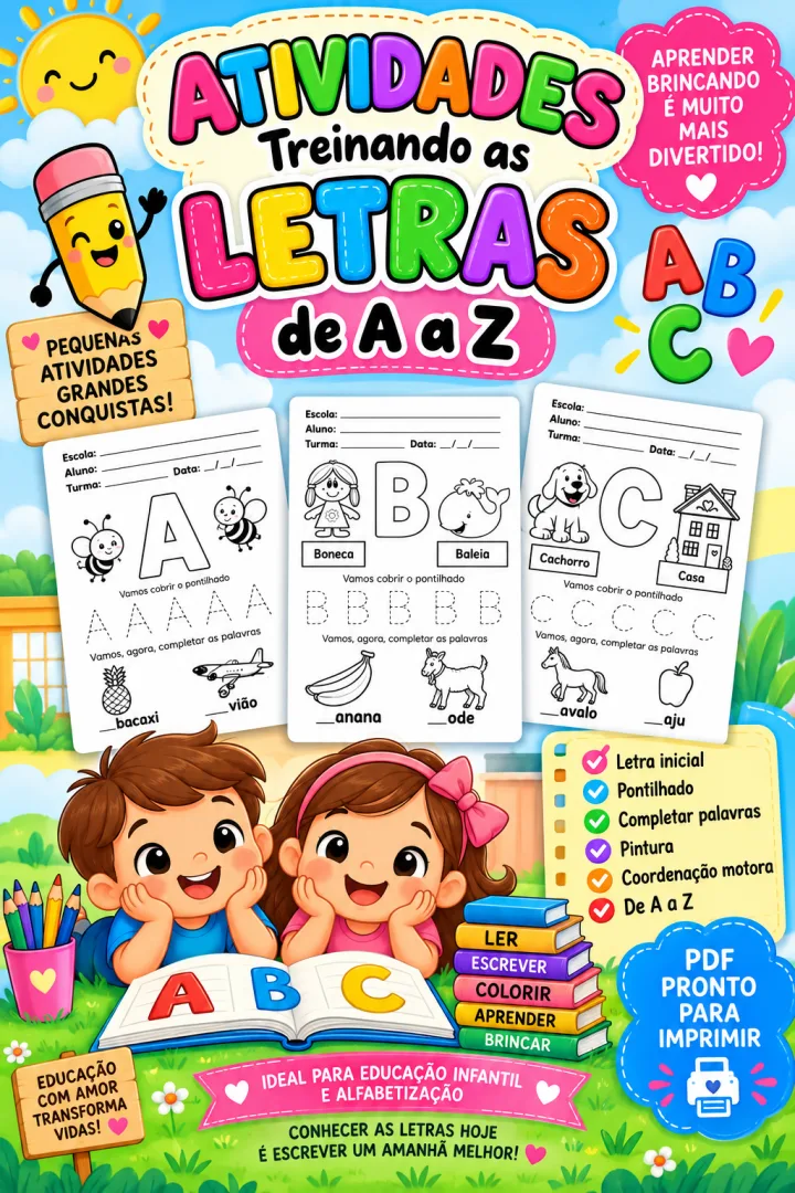 Atividades de a a Z - Alfabetização - PDF com 24 Páginas — imagem 6