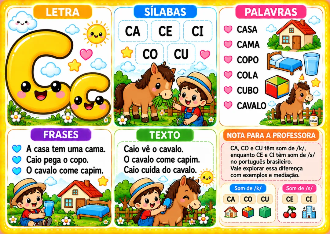 Atividades de Alfabetização Infantil Cards de Leitura, Sílabas, Palavras e Frases em PDF — imagem 5