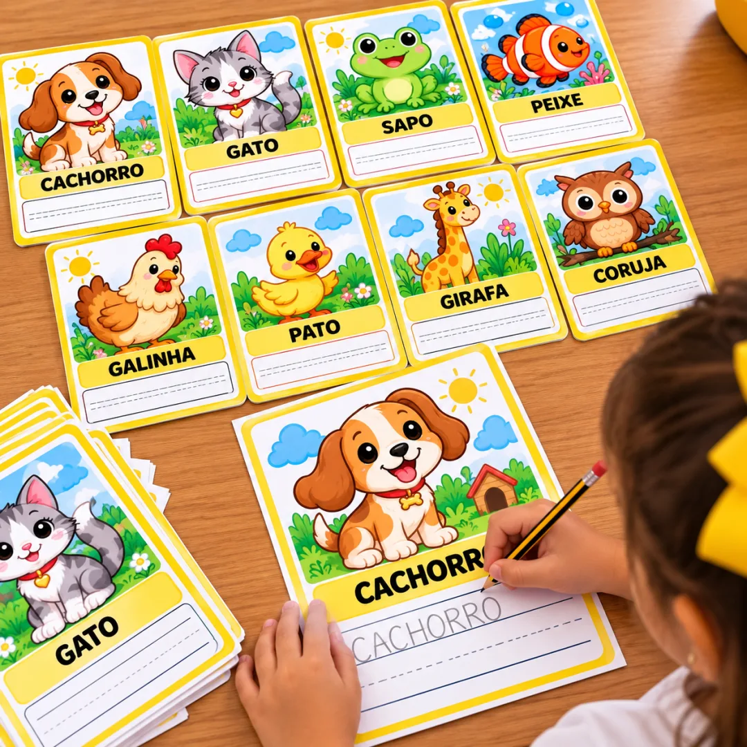 Atividades de Alfabetização Infantil Kit Soletrando e Escrevendo – Leitura, Sílabas e Escrita de Palavras em PDF — imagem 4