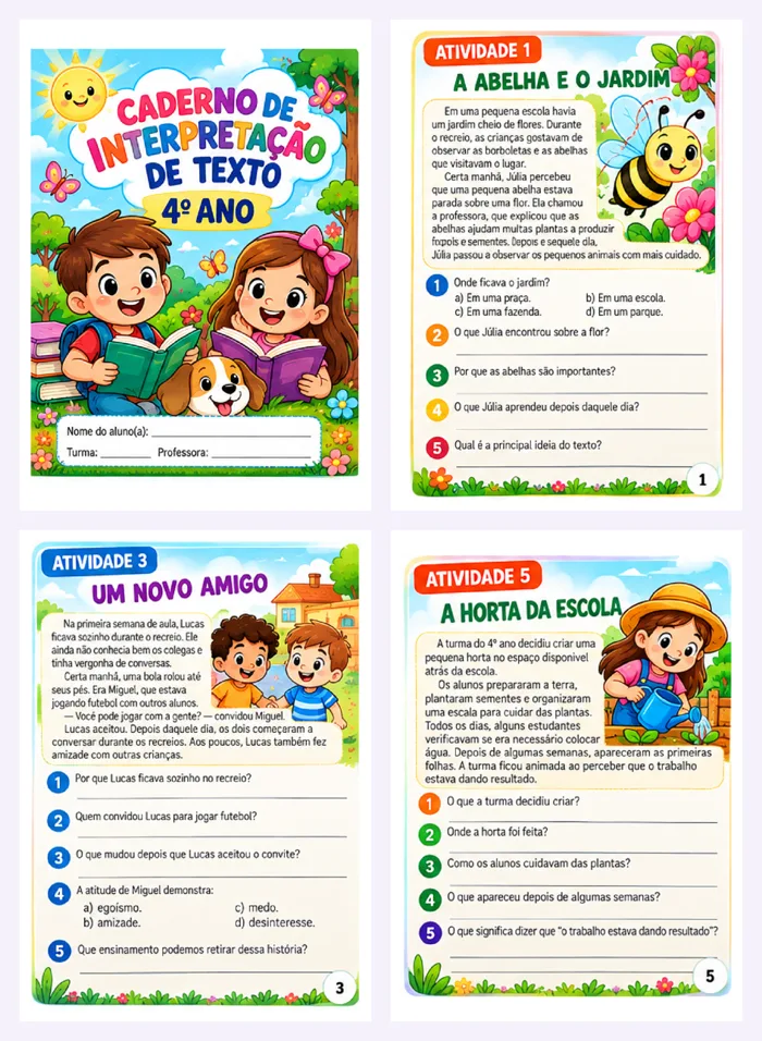 Atividades de Interpretação de Texto - 4 e 5 º Ano - Língua Portuguesa - PDF — imagem 2