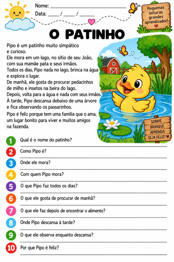Atividades de Interpretação de Texto Educação Infantil – Historinhas com Animais em PDF — imagem 4