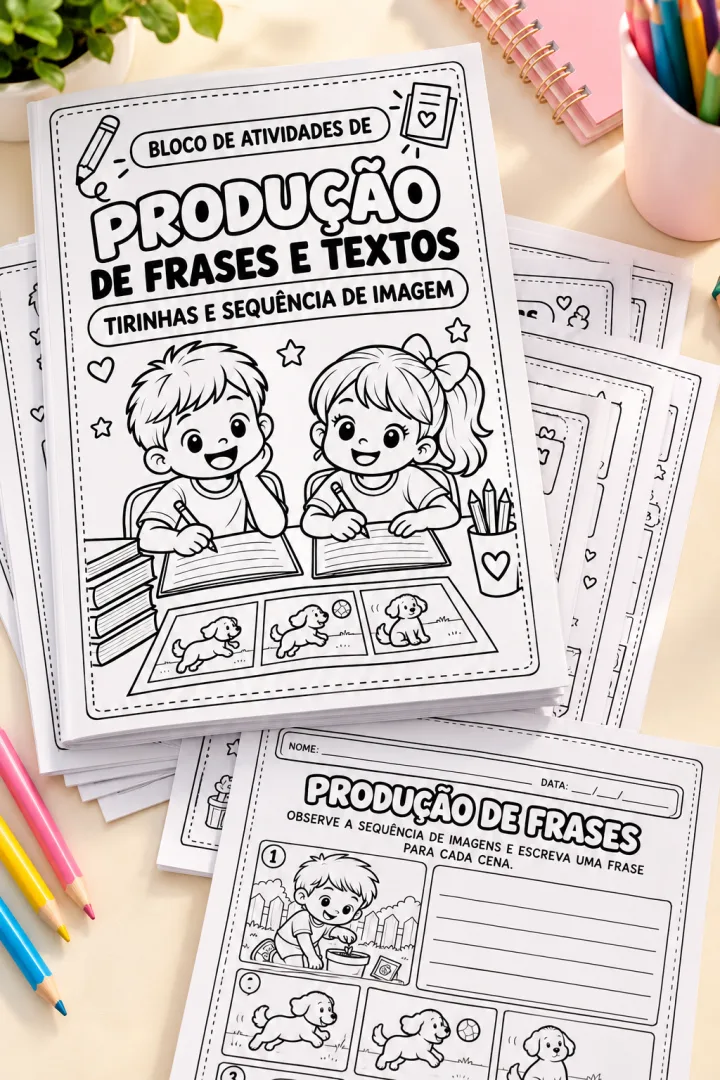 Atividades de Produção de Frases e Textos para Alfabetização – Sequência de Imagens e Produção Textual em PDF — imagem 4