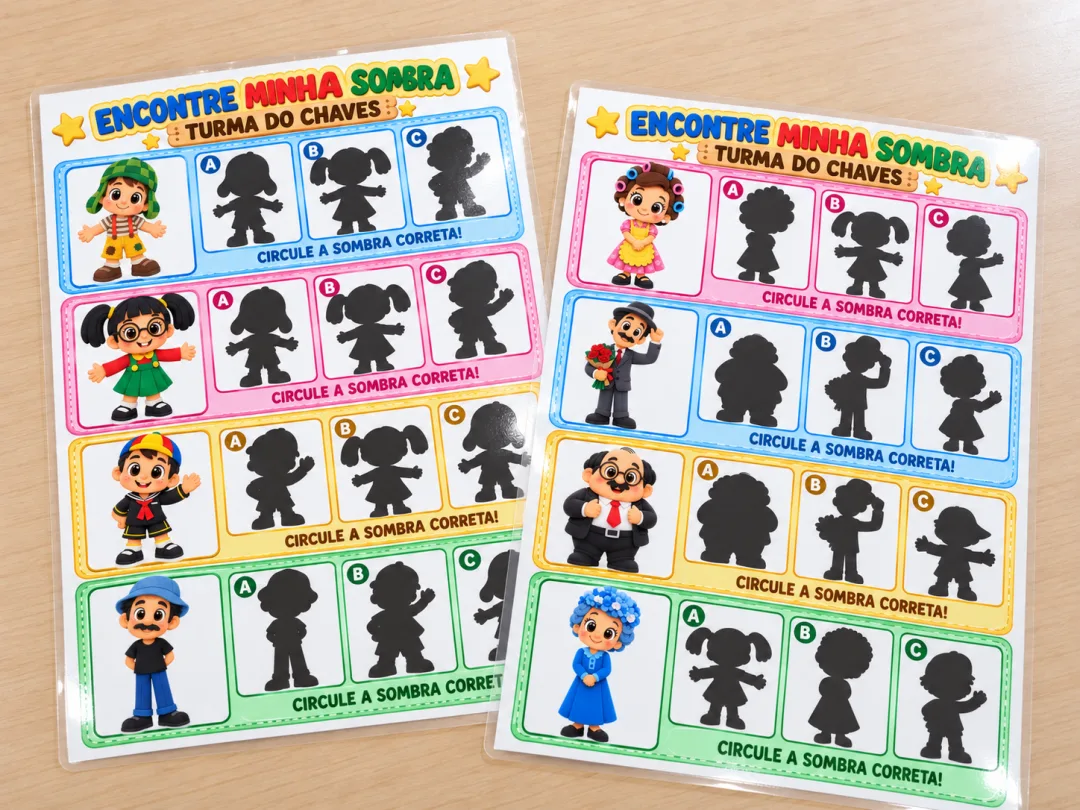 Atividades Educação Infantil Turma Do Chaves — Encontre Minha Sombra + Pareamento dos Personagens - Arquivo Digital — imagem 4