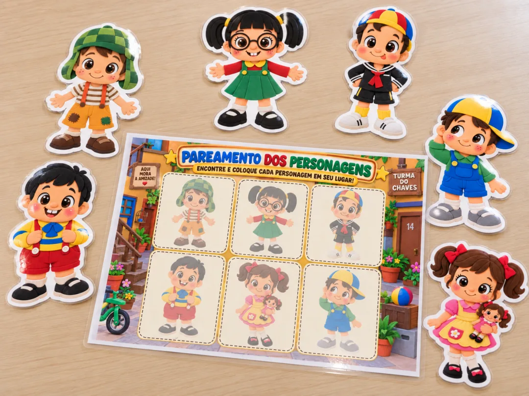 Atividades Educação Infantil Turma Do Chaves — Encontre Minha Sombra + Pareamento dos Personagens - Arquivo Digital — imagem 2