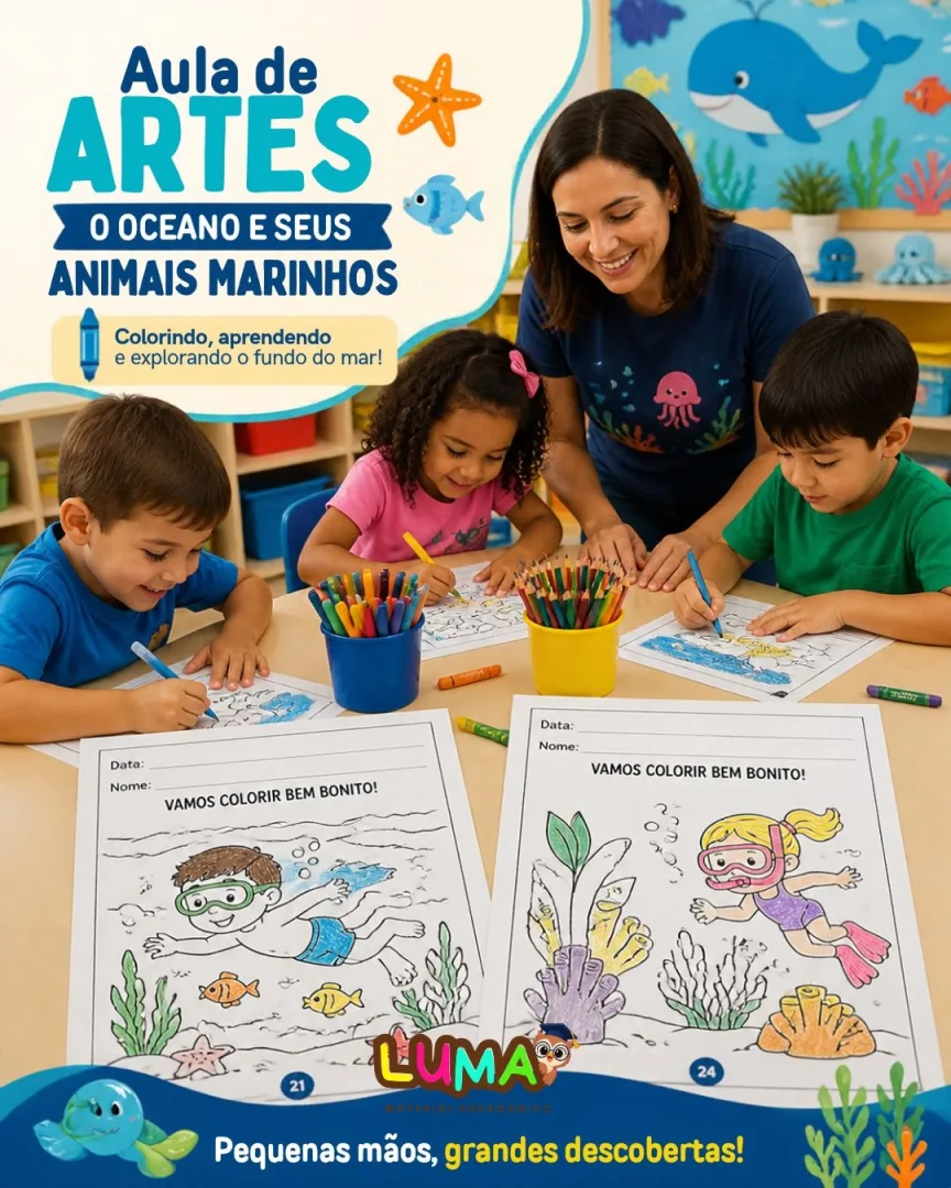 Atividades para Colorir: Animais Marinhos - Educação Infantil - 70 Desenhos em PDF — imagem 4