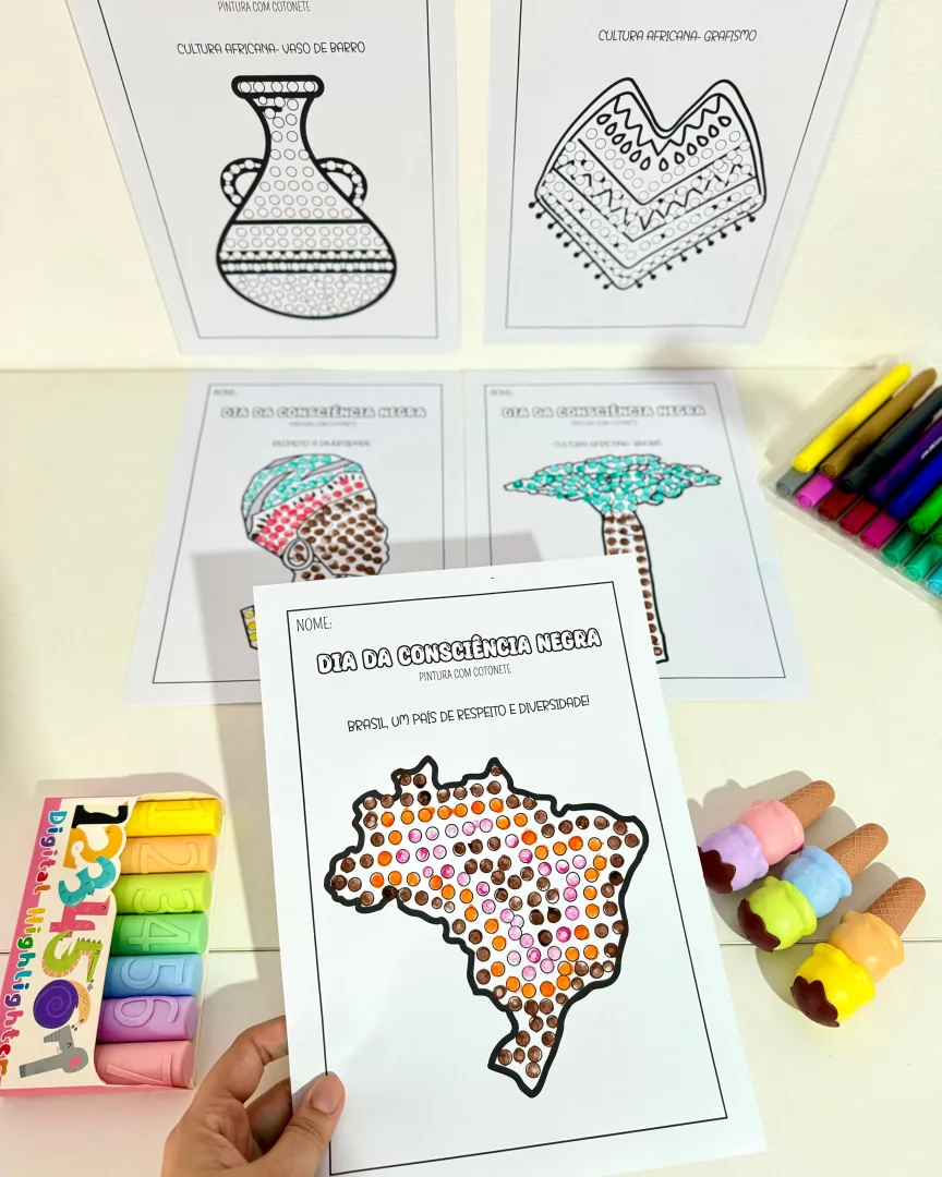 Atividades Consciência Negra com Cotonete — Educação Infantil em PDF — imagem 3
