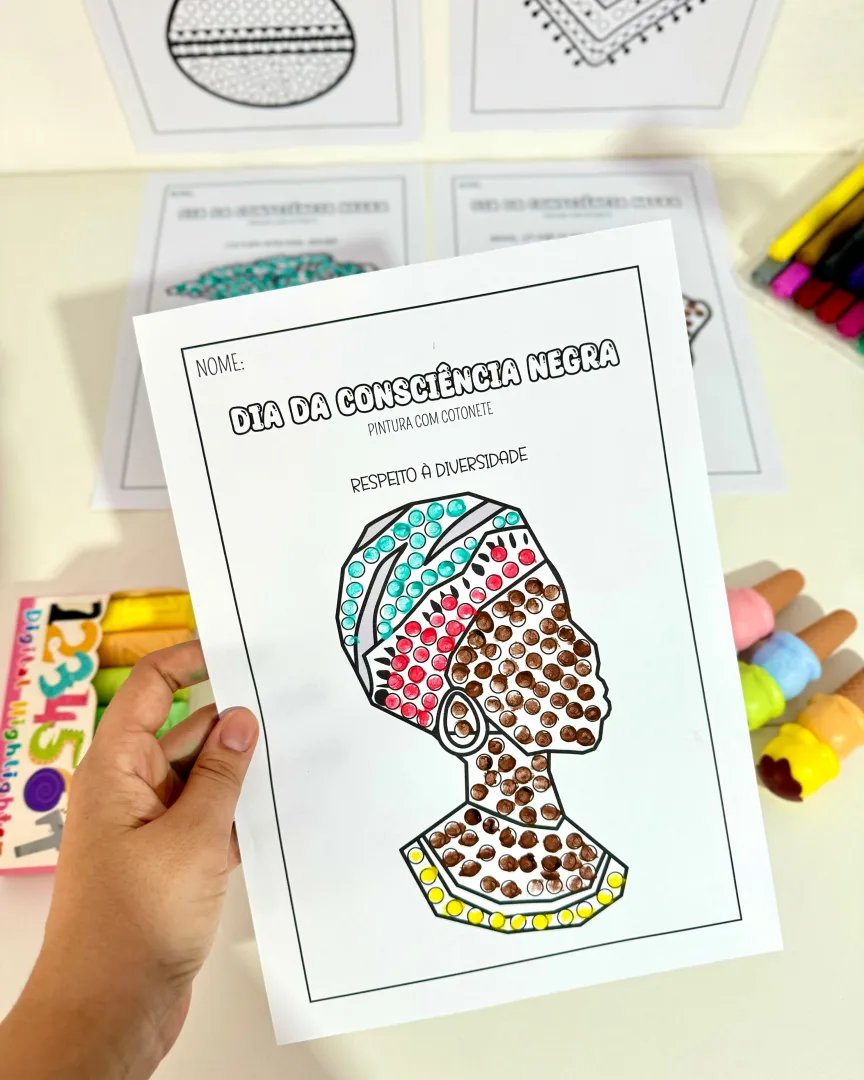 Atividades Consciência Negra com Cotonete — Educação Infantil em PDF — imagem 5