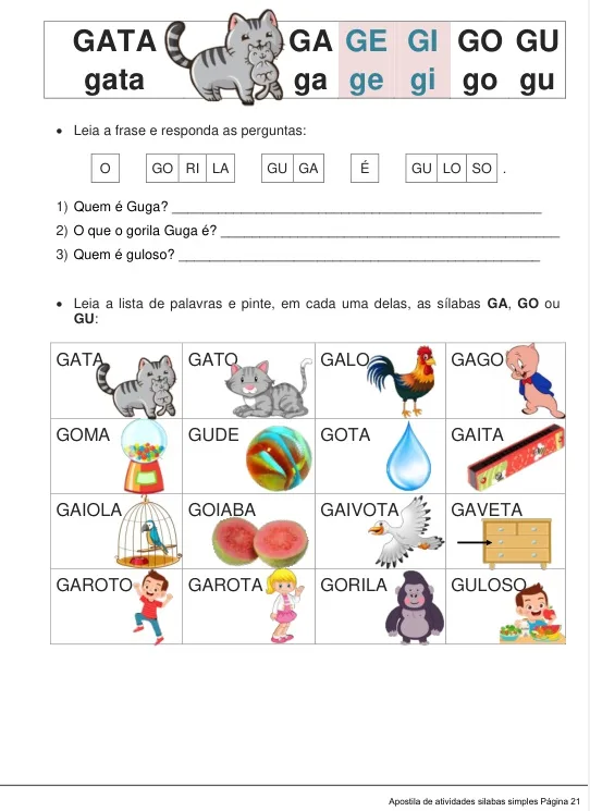 ATIVIDADES DE  ALFABETIZAÇÃO SÍLABAS SIMPLES — imagem 2