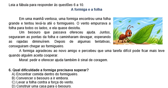Avaliação de Língua Portuguesa 5º Ano – 4º Bimestre com Gabarito — imagem 5