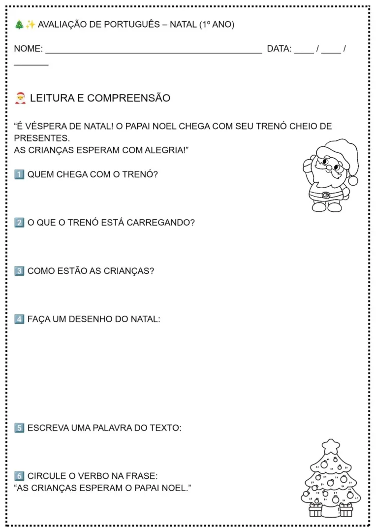 Avaliação Natal 1 Ano — Pronto para Imprimir — imagem 3
