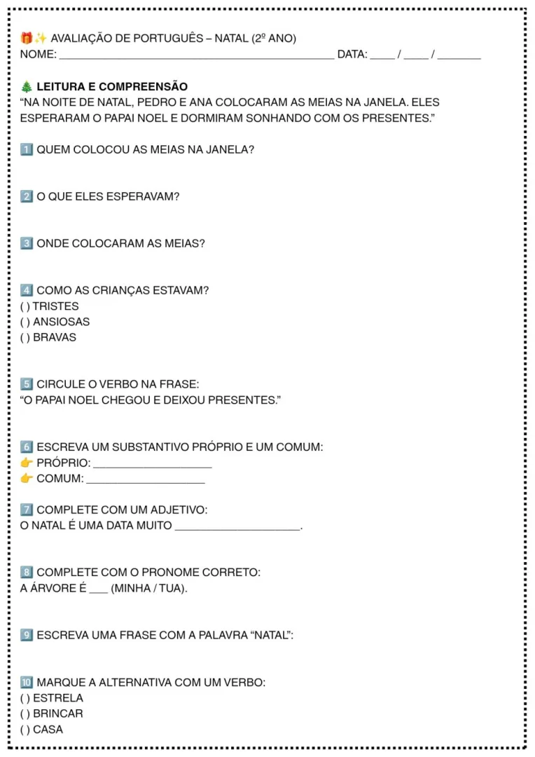 Avaliação Natal 2 Ano — Pronto para Imprimir — imagem 3