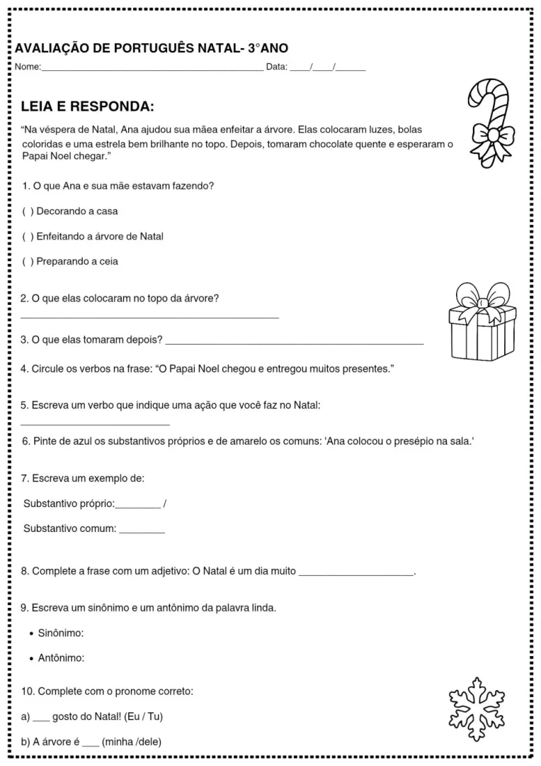 Avaliação Natal 3 Ano — Pronto para Imprimir — imagem 3