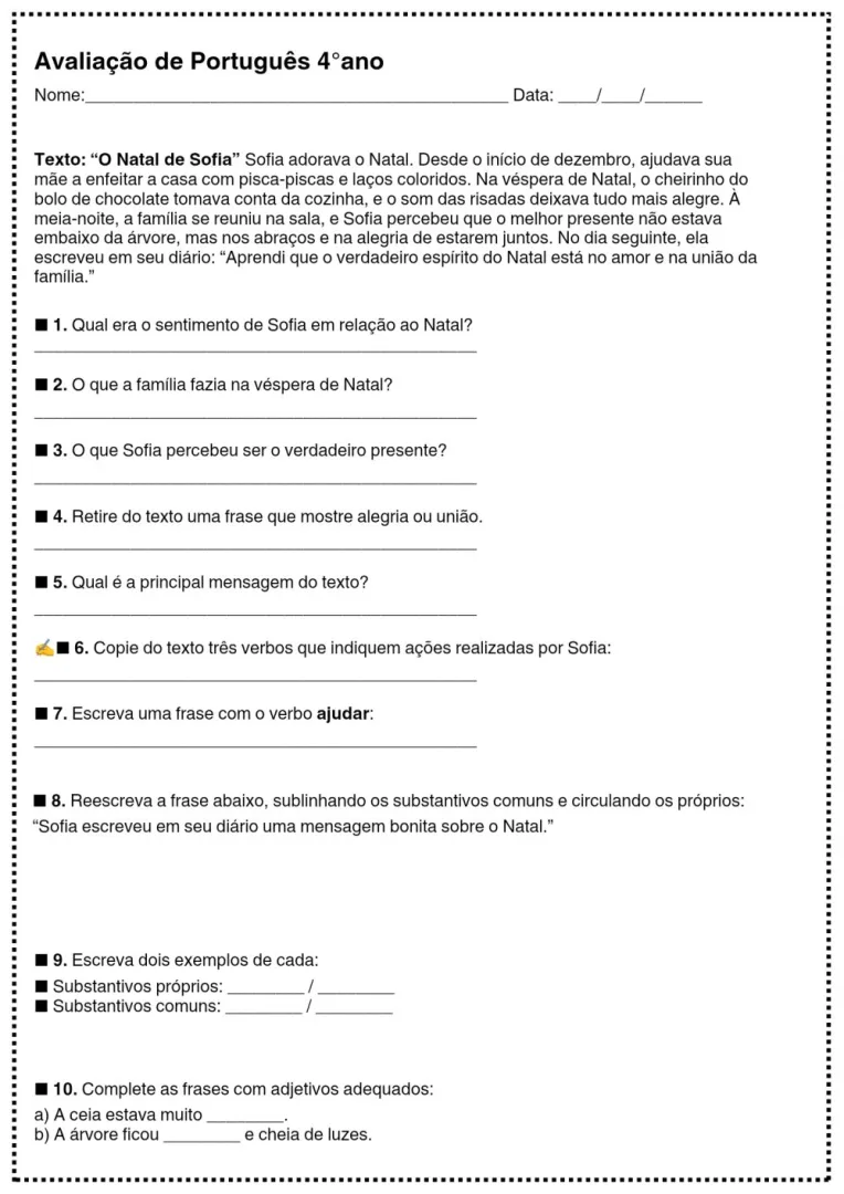 Avaliação Natal 4 Ano — Pronto para Imprimir — imagem 3