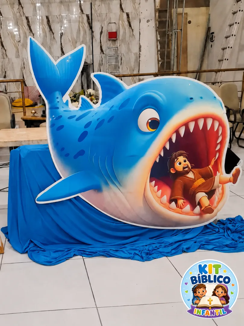 Baleia e Jonas | Display Bíblico de Chão 1,70m x 1,20m em PDF para Imprimir — imagem 2
