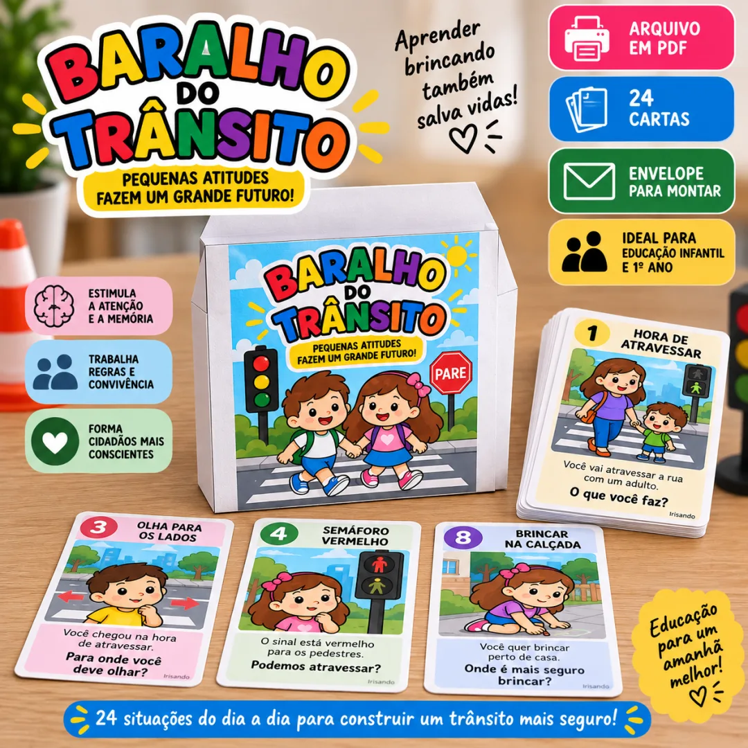 BARALHO DO TRÂNSITO — 24 CARTAS PARA EDUCAÇÃO INFANTIL — imagem 5