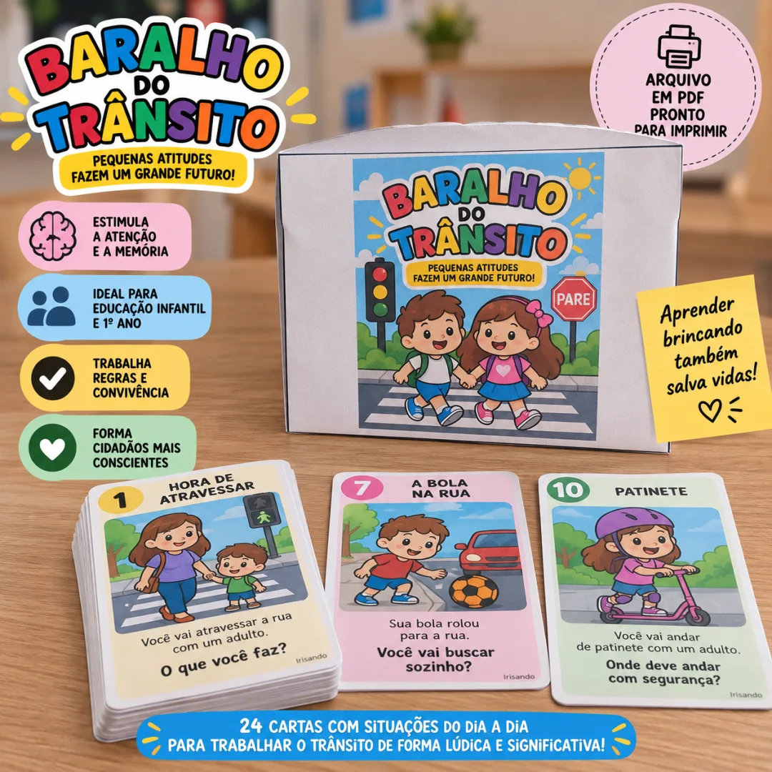 BARALHO DO TRÂNSITO — 24 CARTAS PARA EDUCAÇÃO INFANTIL — imagem 6