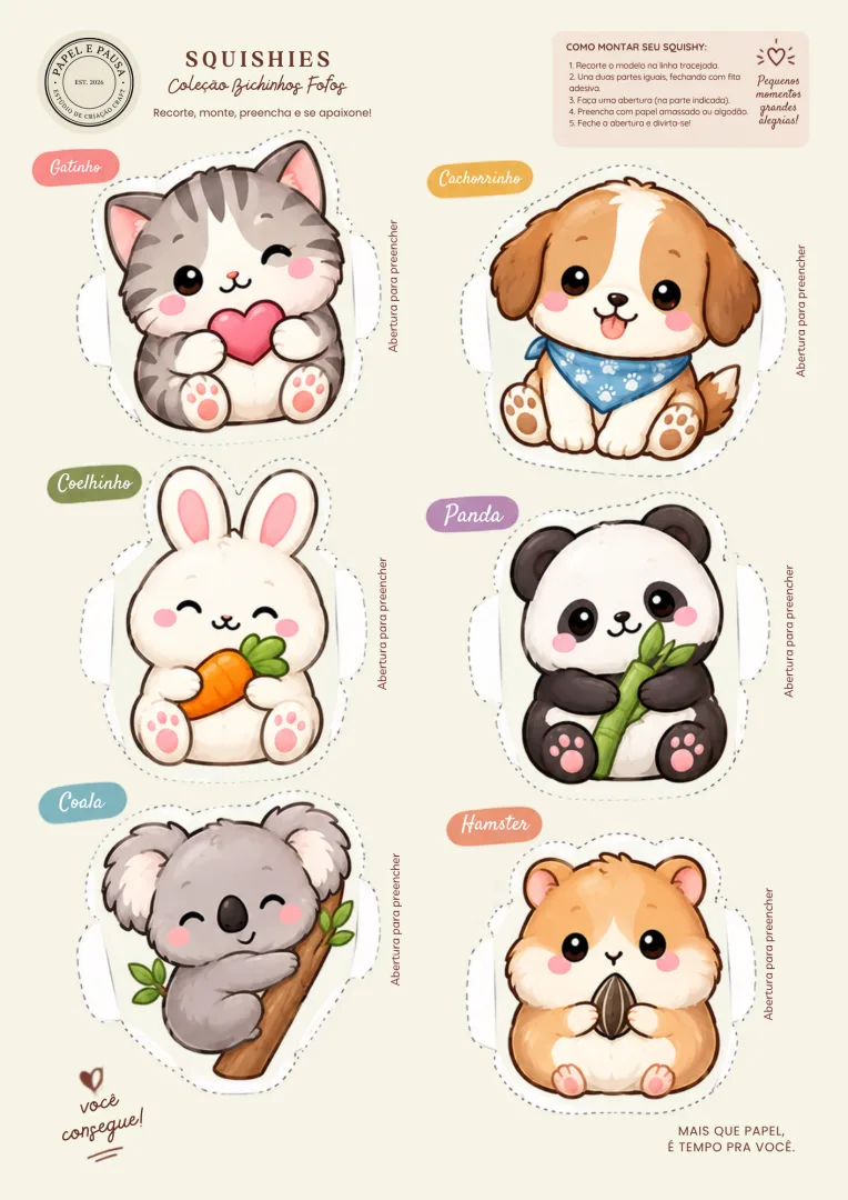 Coleção Bichinhos Fofos: Squishies Mágicos - PDF - Para Crianças a Partir de 5 Anos — imagem 2