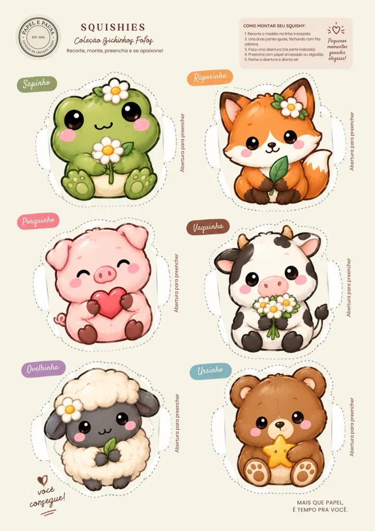 Coleção Bichinhos Fofos: Squishies Mágicos - PDF - Para Crianças a Partir de 5 Anos — imagem 4