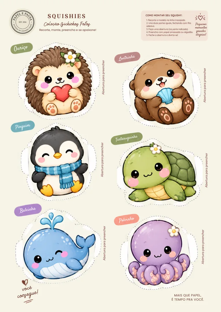 Coleção Bichinhos Fofos: Squishies Mágicos - PDF - Para Crianças a Partir de 5 Anos — imagem 3