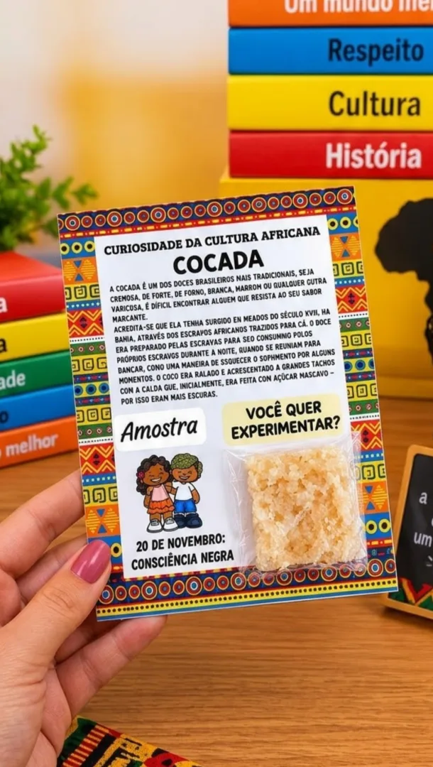 Bilhete lembrancinha Cocada dia da Consciência Negra. Material em PDF Ed infantil e Ensino fundamental  — imagem 4
