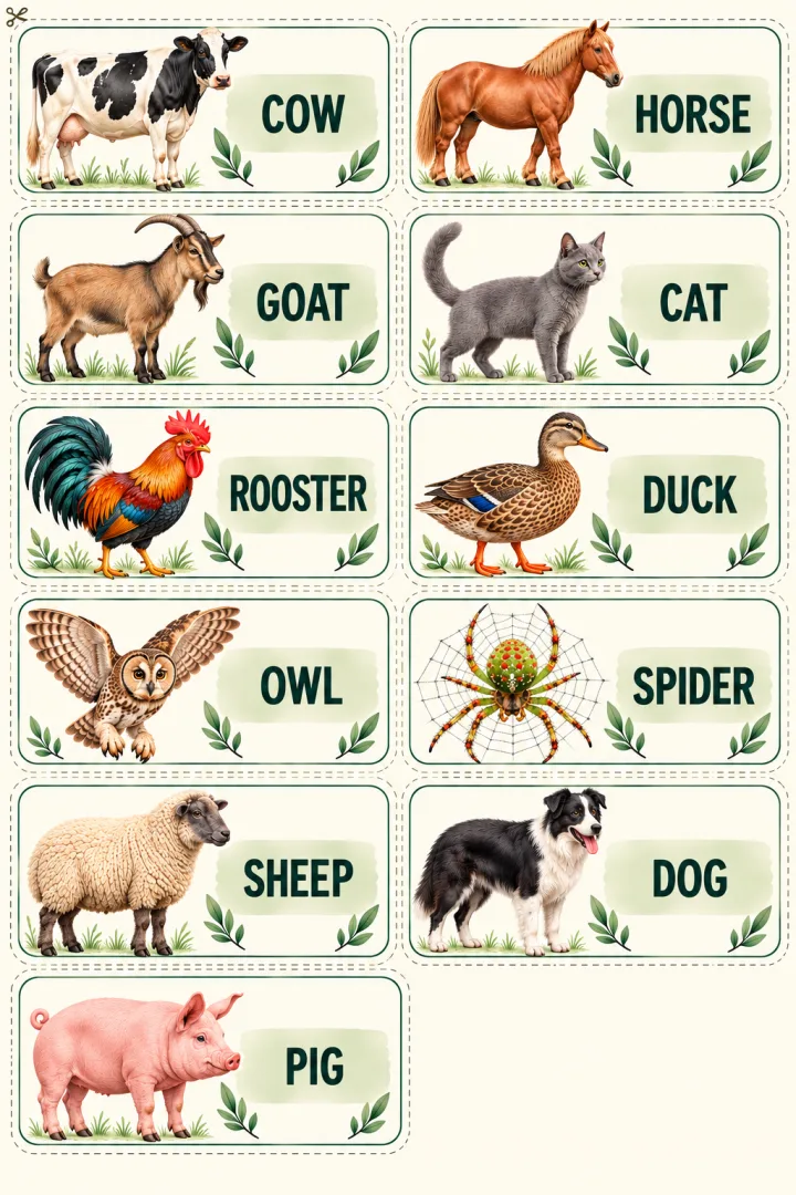 Bingo Bilíngue - Animais da Fazenda em PDF - Educação Infantil — imagem 3
