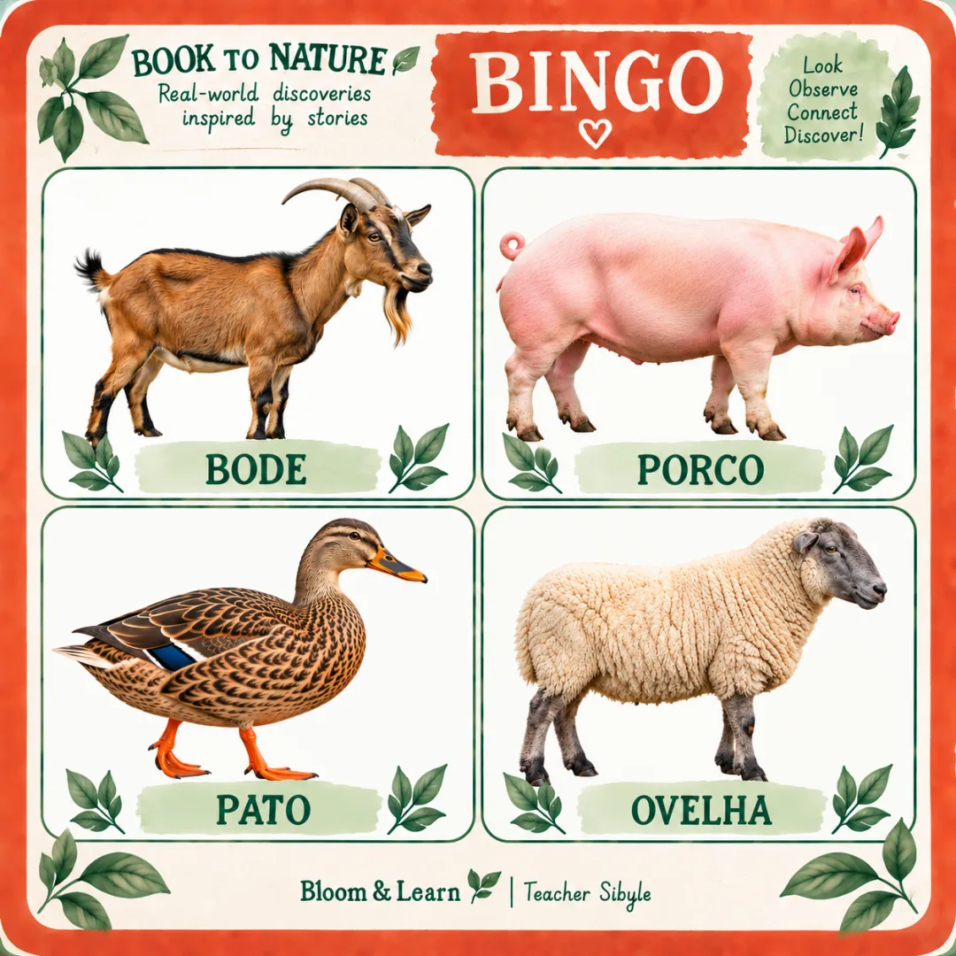 Bingo Bilíngue - Animais da Fazenda em PDF - Educação Infantil — imagem 6