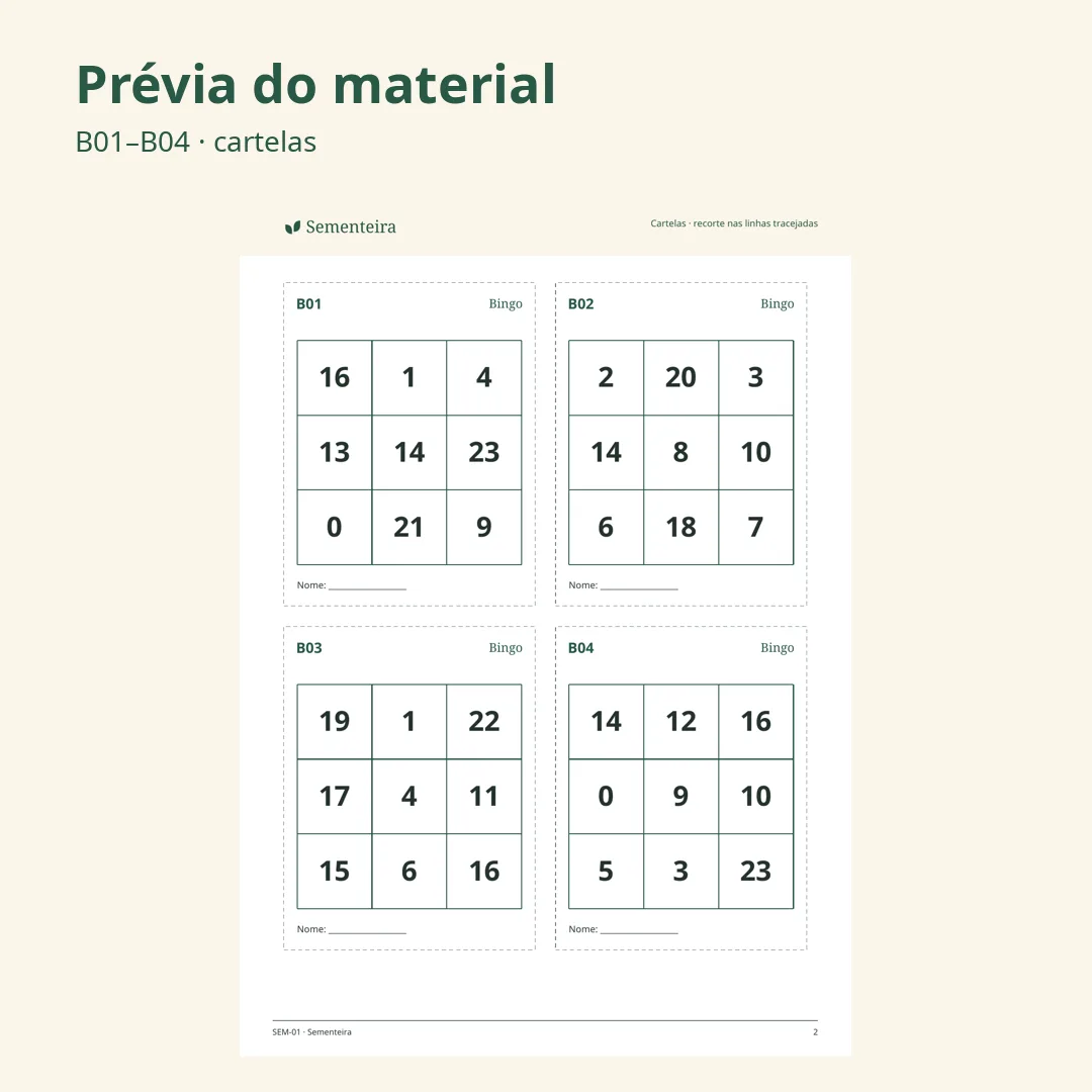 Bingo da Adição e Subtração — 2º ano — imagem 2