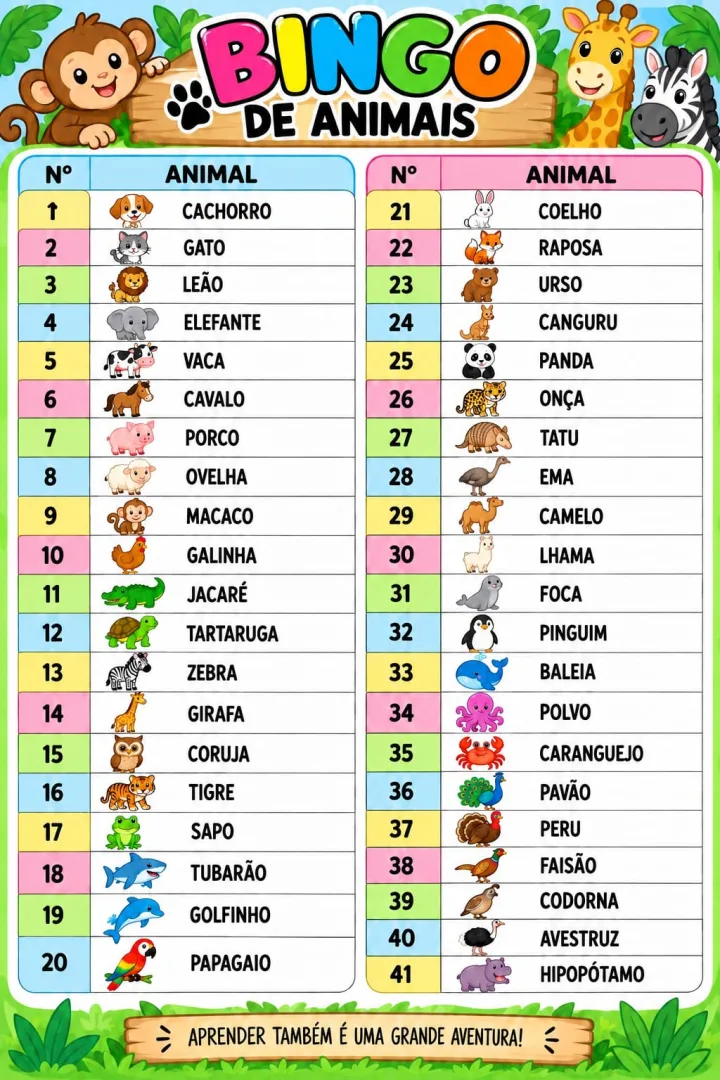 Bingo de Animais - Educação Infantil e 1º/2º Ano - PDF — imagem 3