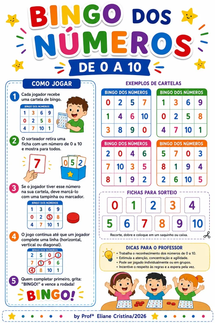 Bingo dos Números de 0 a 10 - Educação Infantil - PDF — imagem 2