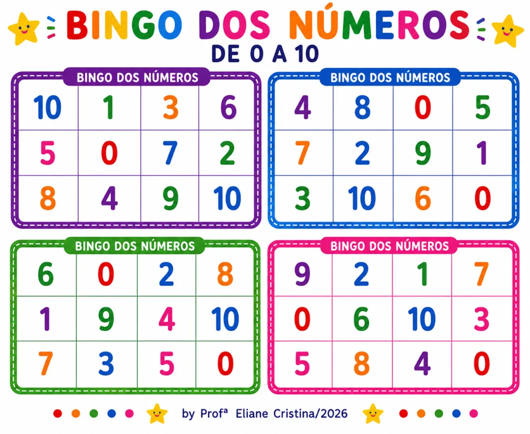 Bingo dos Números de 0 a 10 - Educação Infantil - PDF — imagem 4