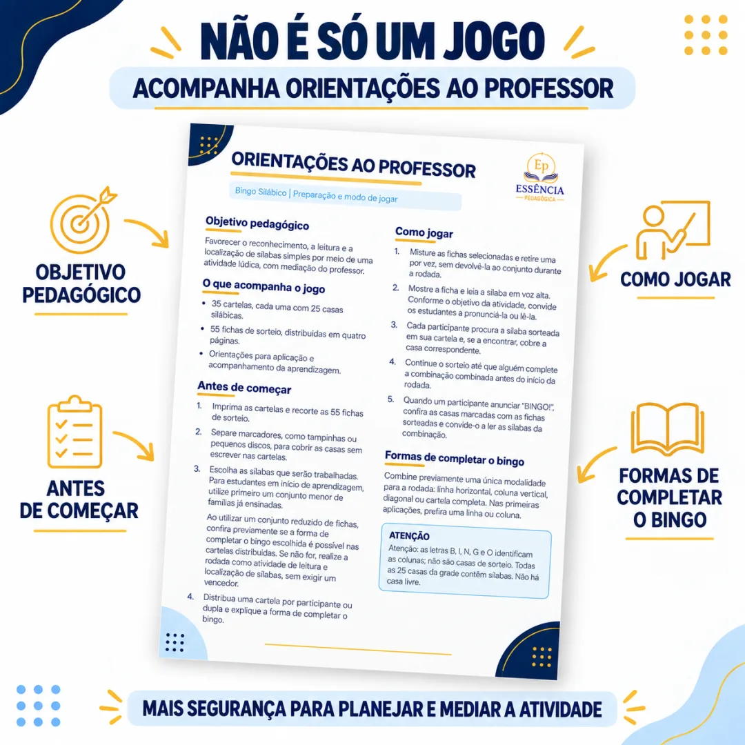 BINGO SILÁBICO — Jogo Pedagógico para Alfabetização em em PDF — imagem 5