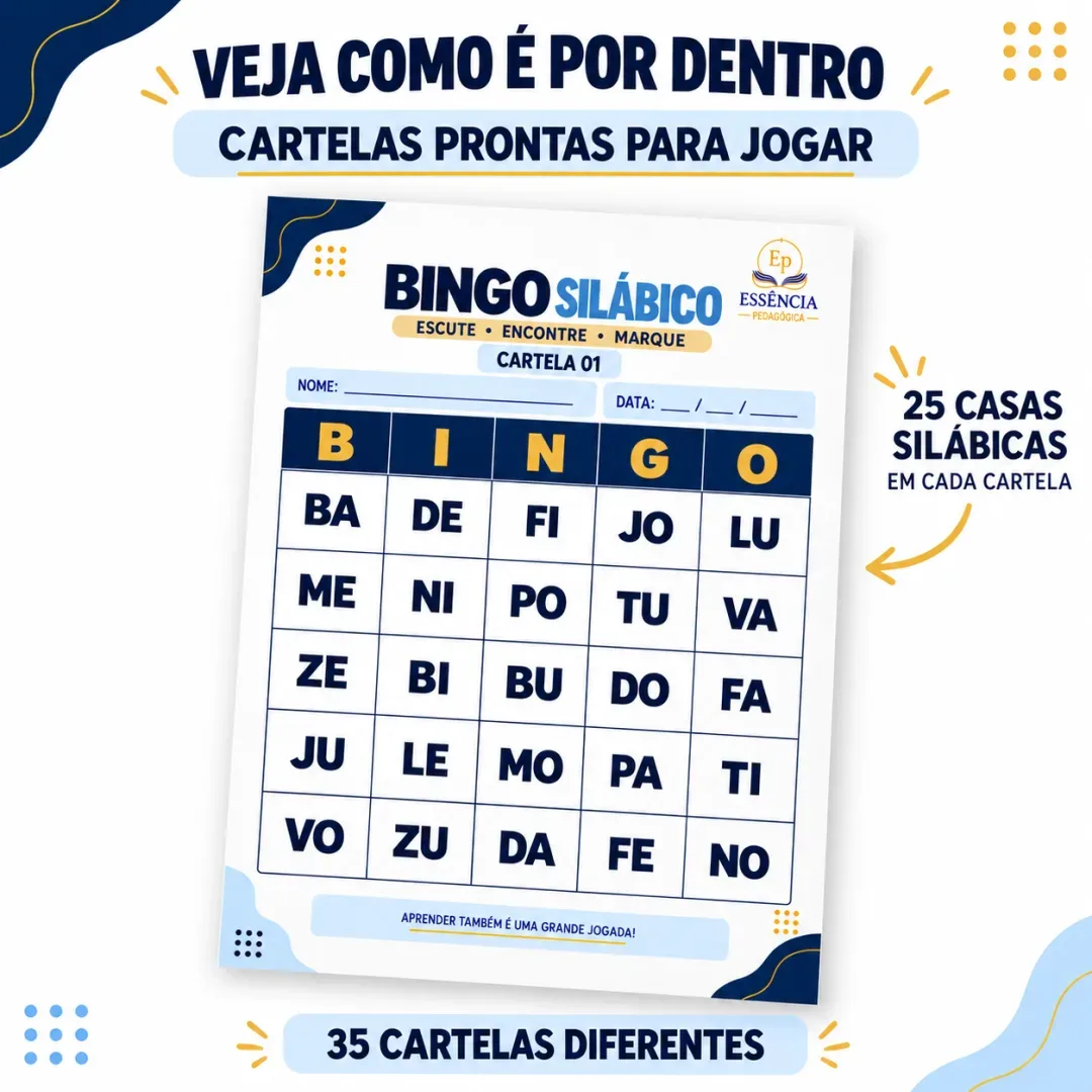 Bingo Silábico – 35 Cartelas + 55 Fichas – Alfabetização – PDF — imagem 3