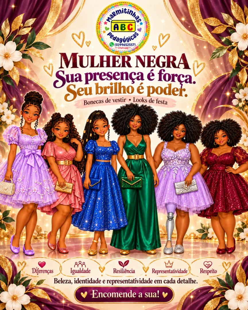 Consciência Negra e Empoderamento - Bonecas para Vestir - Educação Infantil - PDF — imagem 3