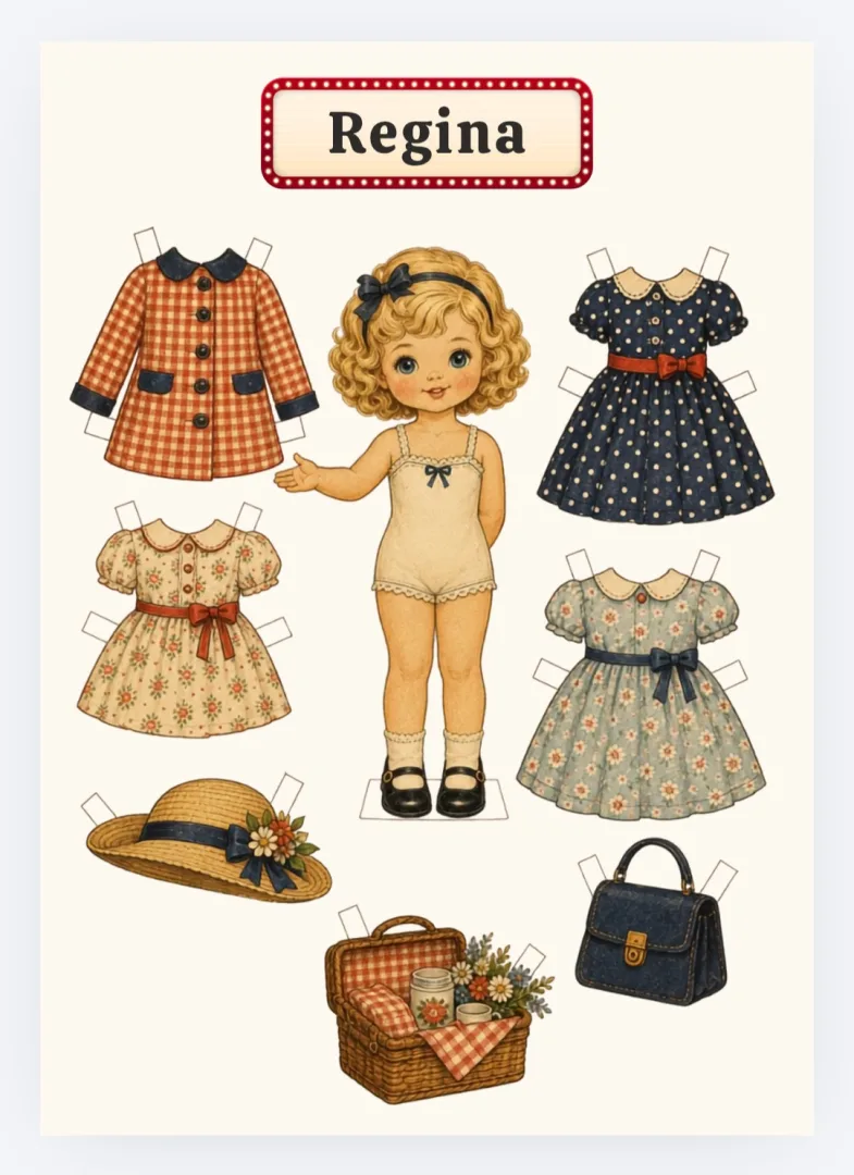 Bonecas de Papel Vintage - Kits Criativos - PDF (Crianças a Partir de 5 Anos de Idade Sob Supervisão de Um Adulto) — imagem 5