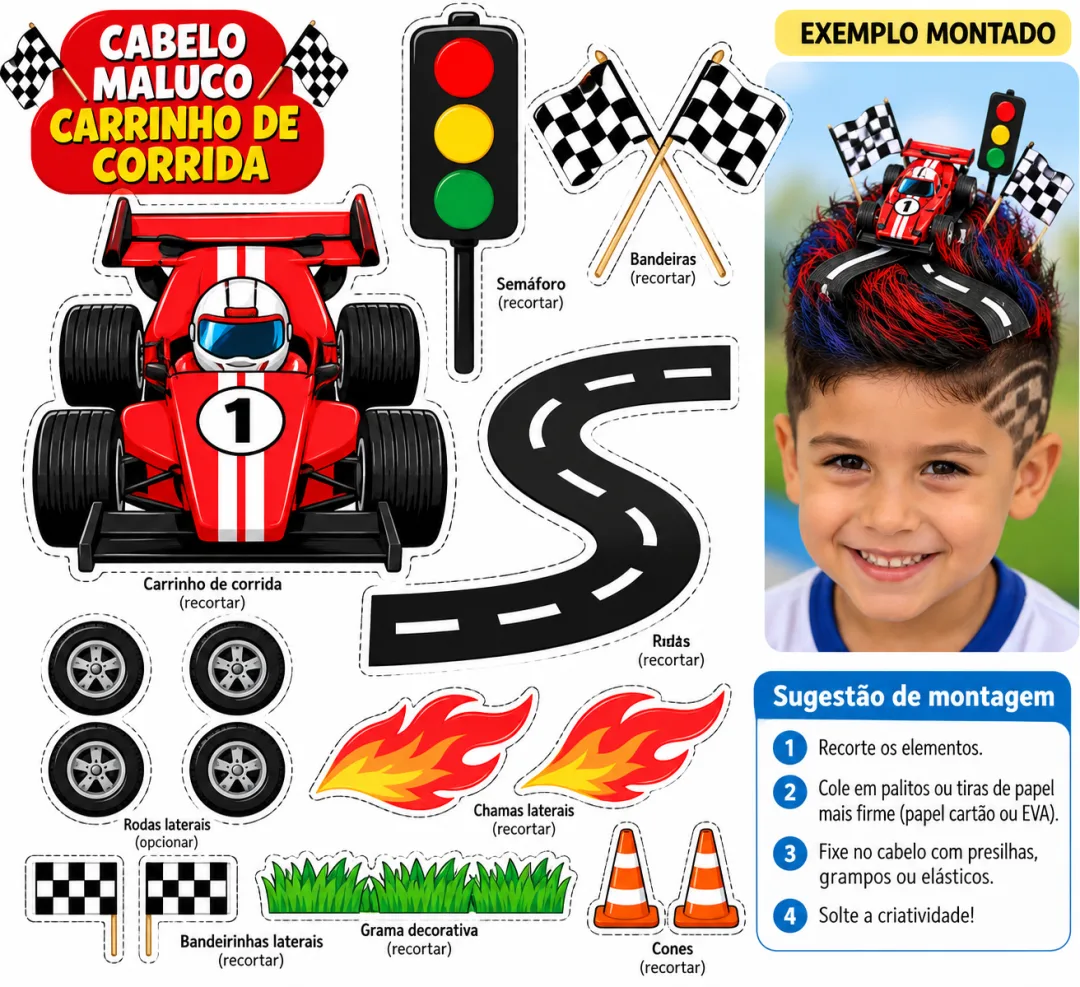 Cabelo Maluco - Atividades de Coordenação Motora - PDF Educação Infantil Fundamental "6 páginas"s — imagem 3