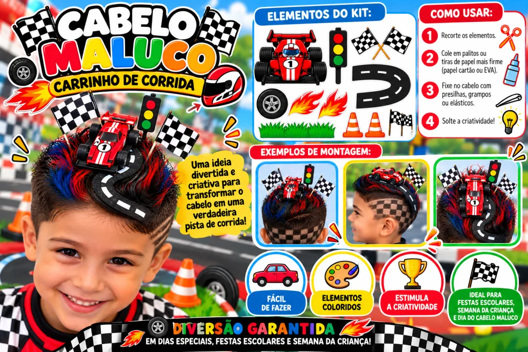 Cabelo Maluco - Atividades de Coordenação Motora - PDF Educação Infantil Fundamental "6 páginas"s — imagem 5