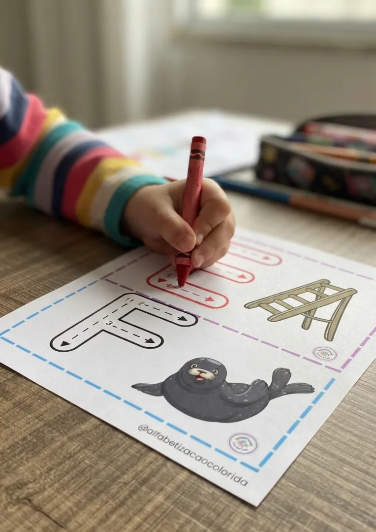 Caderno de Alfabetização – Alfabeto Ilustrado com Letras Bastão Maiúsculas | PDF — imagem 2