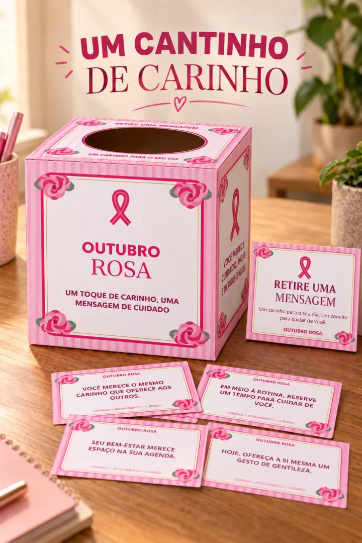 Caixa Outubro Rosa com Frases de Carinho - Educação Infantil - PDF — imagem 2