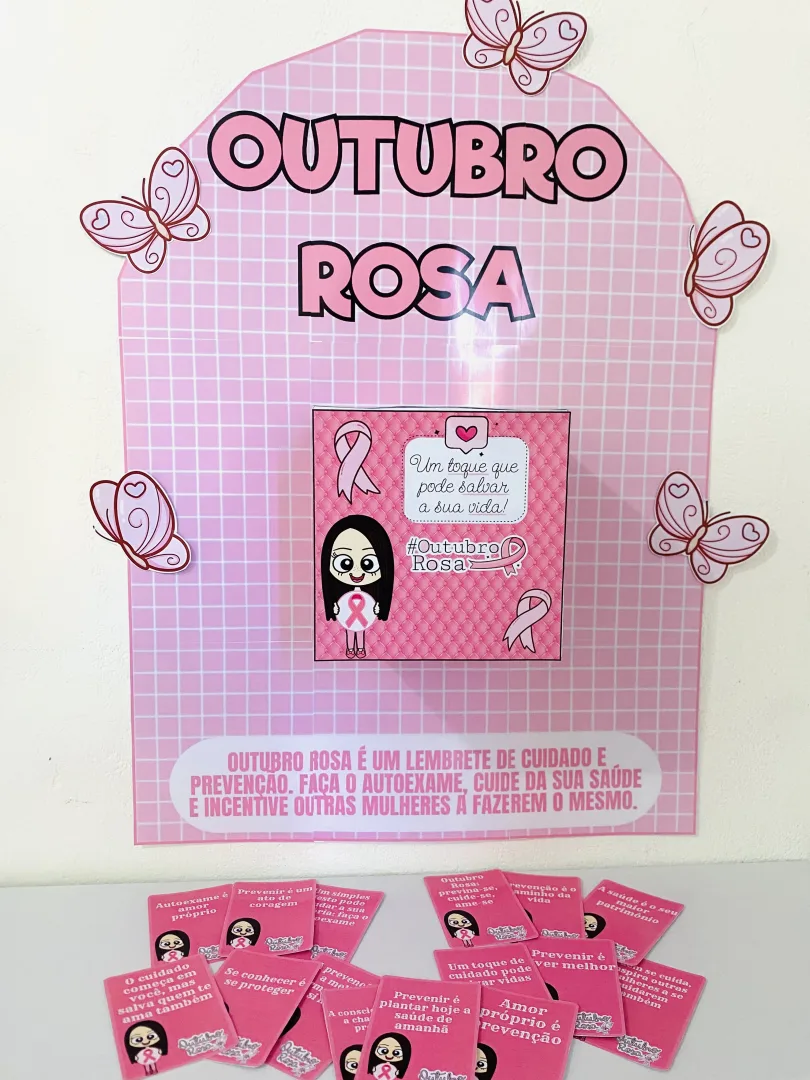 🌈Caixa Outubro Rosa!*  ▶️Monte um painel com mensagens inspiradoras sobre a prevenção. Painel reflexivo 24 cards  🔄PDF — imagem 3