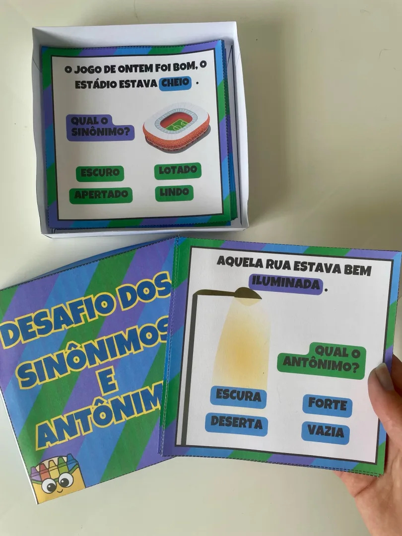 Caixinha dos Sinônimos e Antônimos — Jogo de Vocabulário e Leitura — imagem 5
