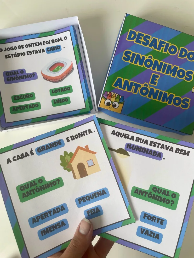 Caixinha dos Sinônimos e Antônimos — Jogo de Vocabulário e Leitura — imagem 4