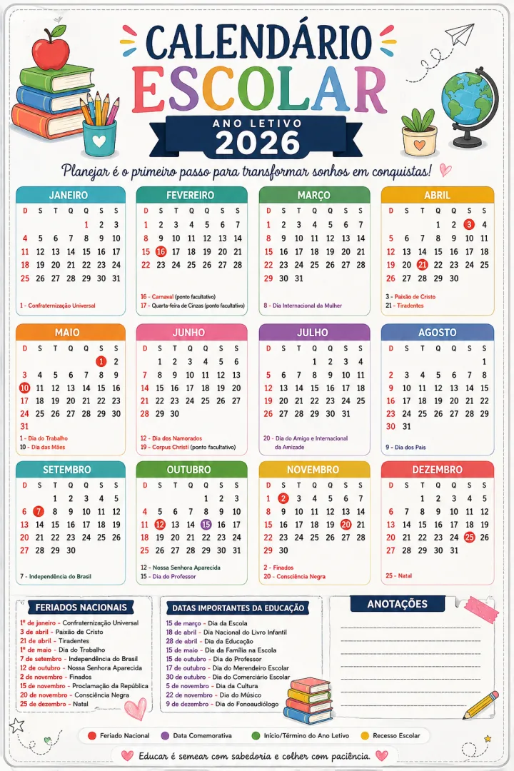 Calendário Escolar 2026 - PDF Gratuito — imagem 2