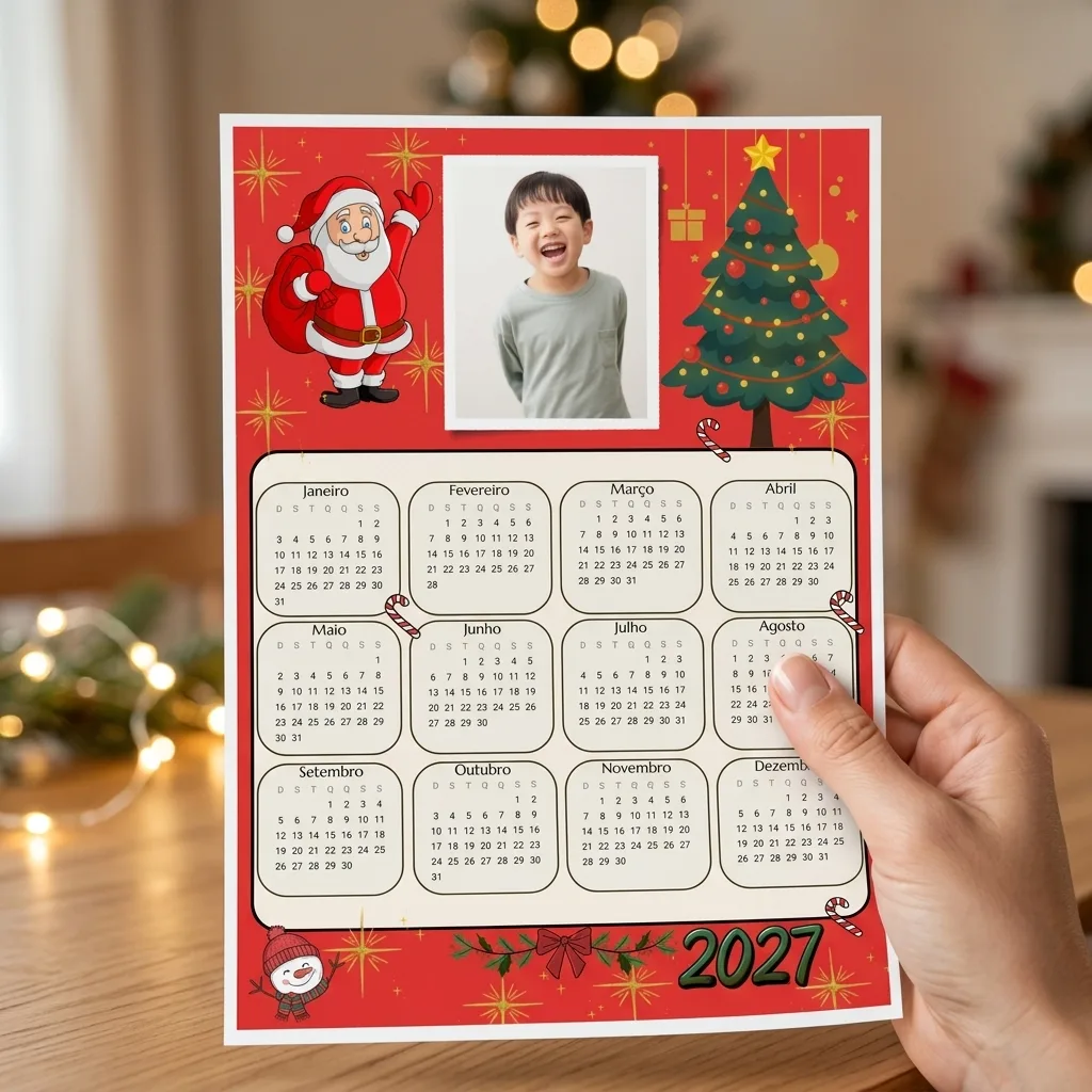 Calendário Natalino 2027 com Foto – Em pdf e editável no Canva — imagem 4