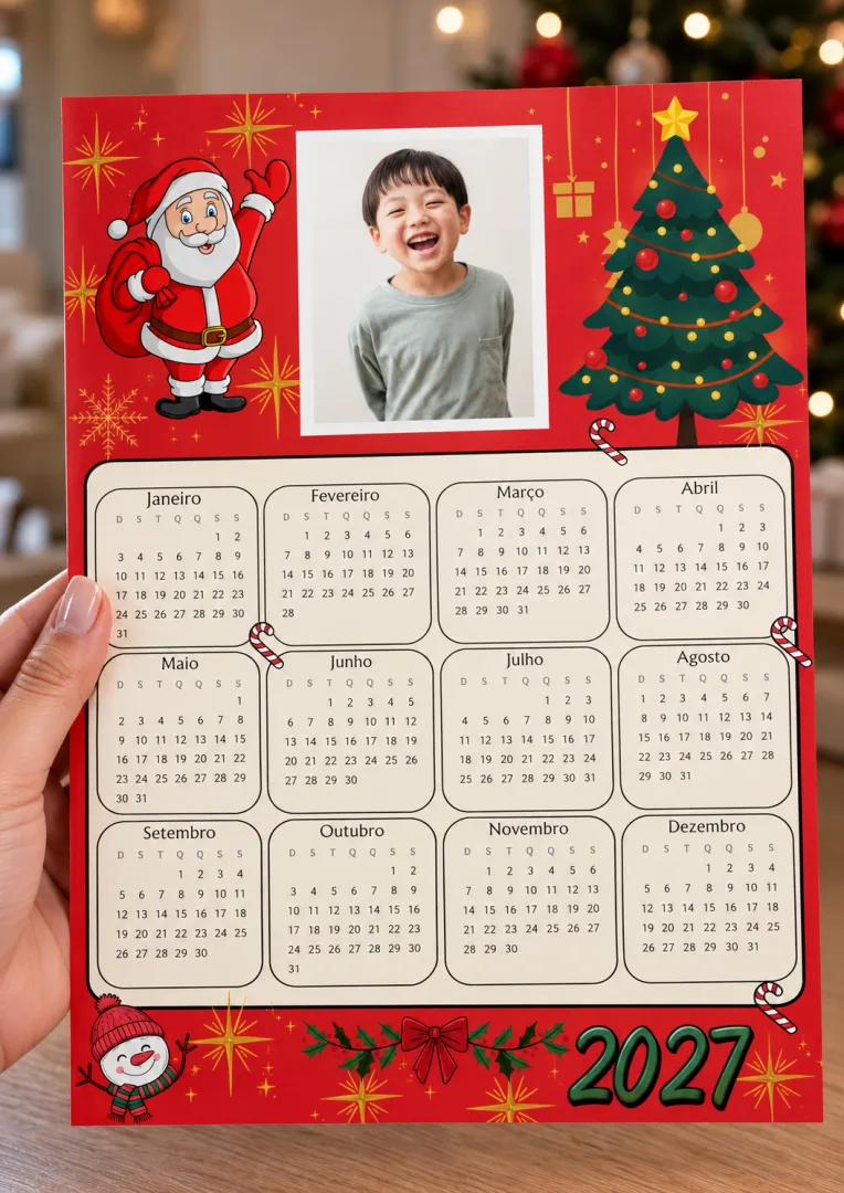 Calendário Natalino 2027 com Foto – Em pdf e editável no Canva — imagem 2