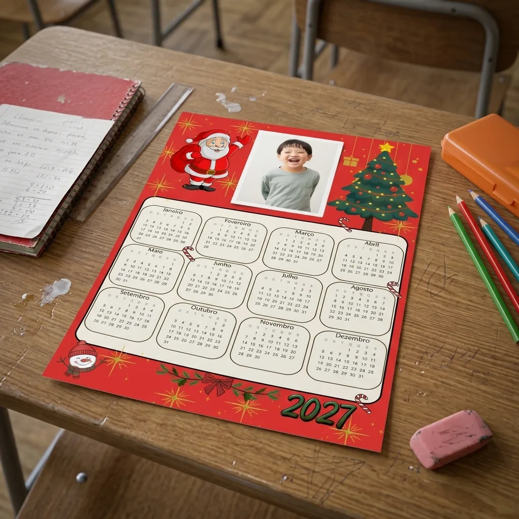 Calendário Natalino 2027 com Foto – Em pdf e editável no Canva — imagem 3
