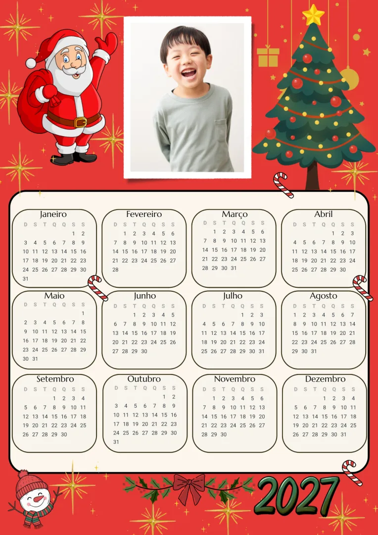 Calendário Natalino 2027 com Foto – Em pdf e editável no Canva — imagem 5