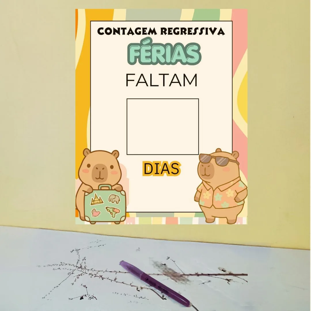 CALENDÁRIO / PAINEL CONTAGEM REGRESSIVA PARA AS FÉRIAS: CAPIVARA — imagem 3