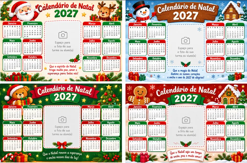 Calendário para 2027 com tema natalino em pdf — imagem 3